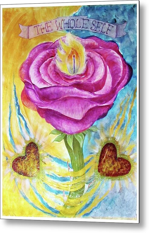 Am I Metal Print featuring the painting The Rose and Its Thorns Love the Whole Self by Feather Redfox