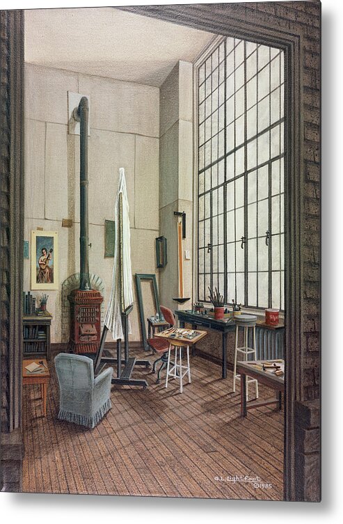 Architectural Interior Metal Print featuring the painting Thomas Hart Benton's Studio by George Lightfoot