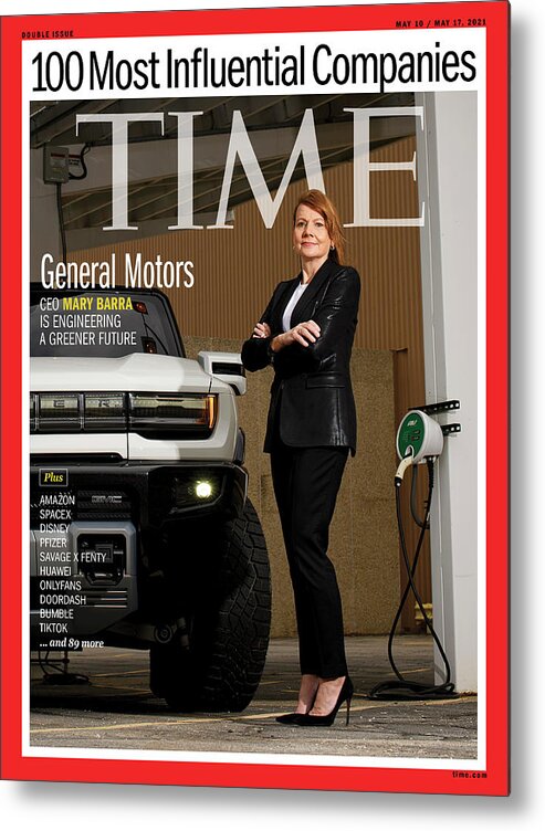Time 100 Most Influential Companies Metal Print featuring the photograph TIME 100 Companies - Mary Barra by Photograph by Brittany Greeson for TIME