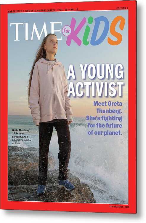 Greta Thunberg Time For Kids Metal Print featuring the photograph TIME for Kids Greta Thunberg by Time