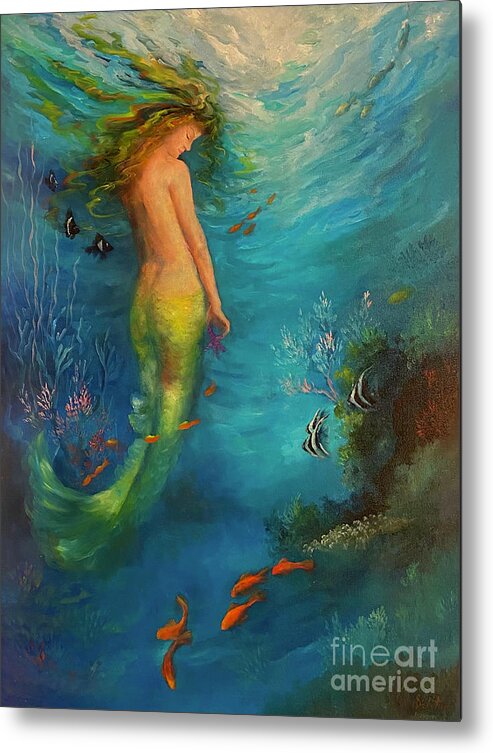 Mermaid Metal Print featuring the painting To the Surface by Gail Salituri