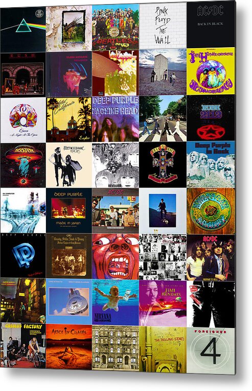 Top 40 Metal Print featuring the digital art Top 40 Classic Rock Albums of All Time by Pheasant Run Gallery