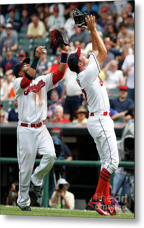 People Metal Print featuring the photograph Trevor Bauer and Carlos Santana by David Maxwell