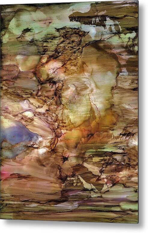 Abstract Metal Print featuring the painting Twister by Angela Marinari