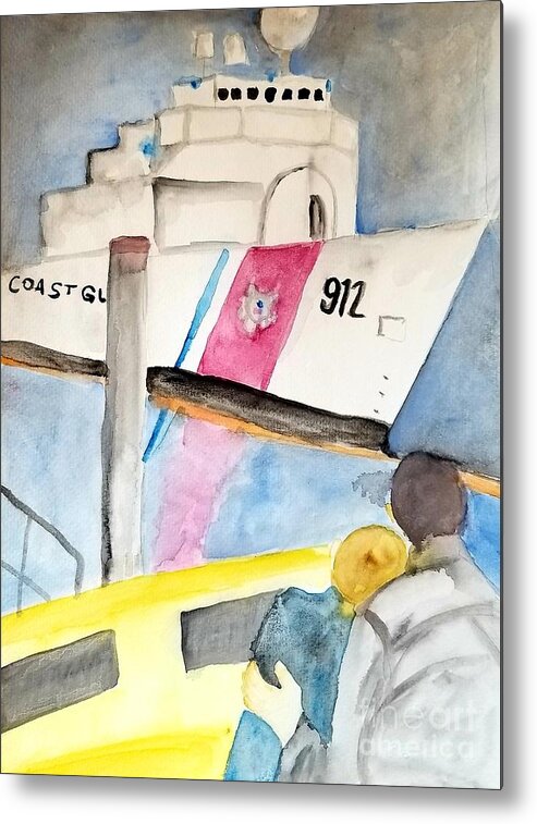 Watercolor Painting Metal Print featuring the painting USCGC Legare by Expressions By Stephanie