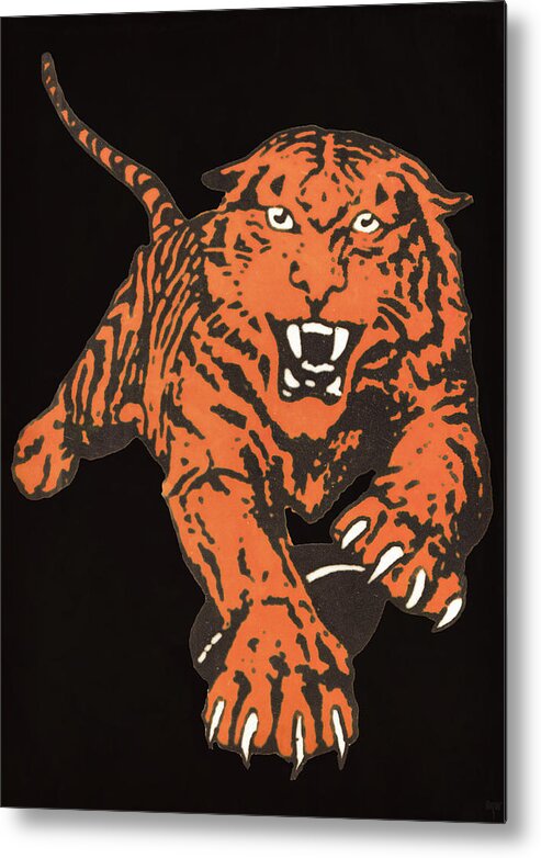Tiger Metal Print featuring the mixed media Vintage Tiger Football Art by Row One Brand