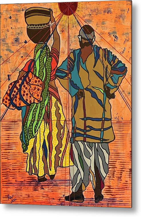 Indian Folk Art Metal Print featuring the painting Waiting Patiently by Raji Musinipally