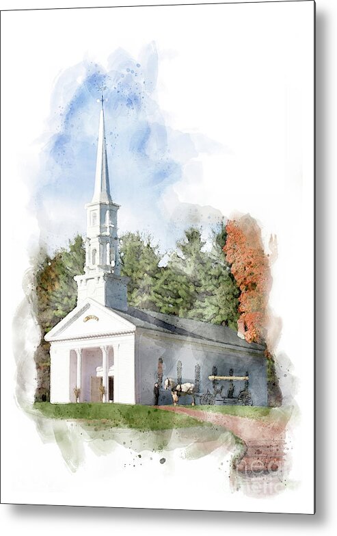 Wedding At The Chapel Metal Print featuring the digital art Wedding at the Chapel by Jayne Carney