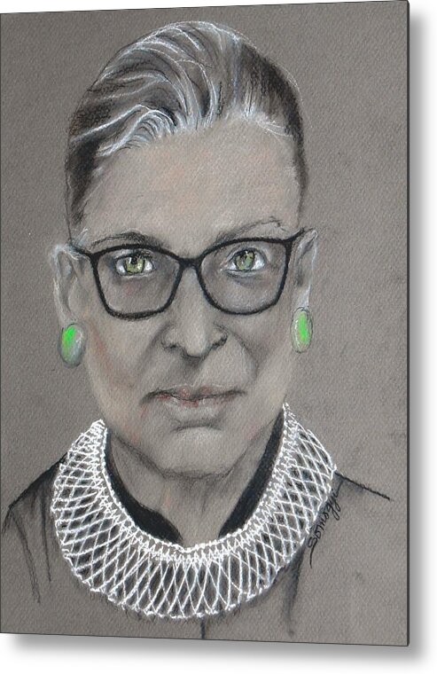 Ruth Bader Ginsburg Metal Print featuring the drawing White-Collar Justice by Jayne Somogy