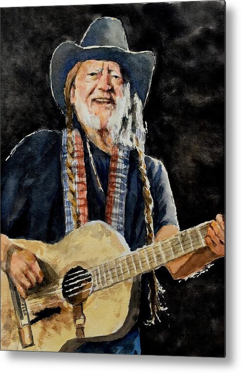 Willie Metal Print featuring the painting Willie Nelson by John West