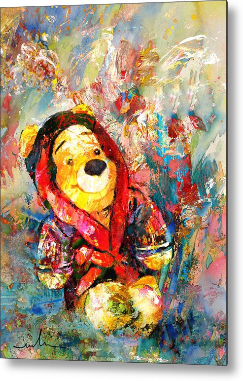 Bear Metal Print featuring the painting Winnie The Pooh Dreaming by Miki De Goodaboom