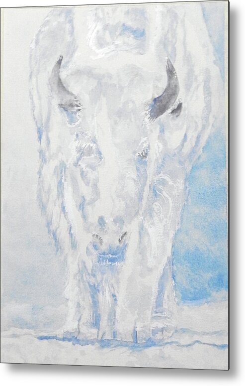 Buffalo Metal Print featuring the painting Winter Guardian by Barbara F Johnson