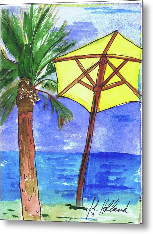 Fun Metal Print featuring the painting Yella Brella by Genevieve Holland
