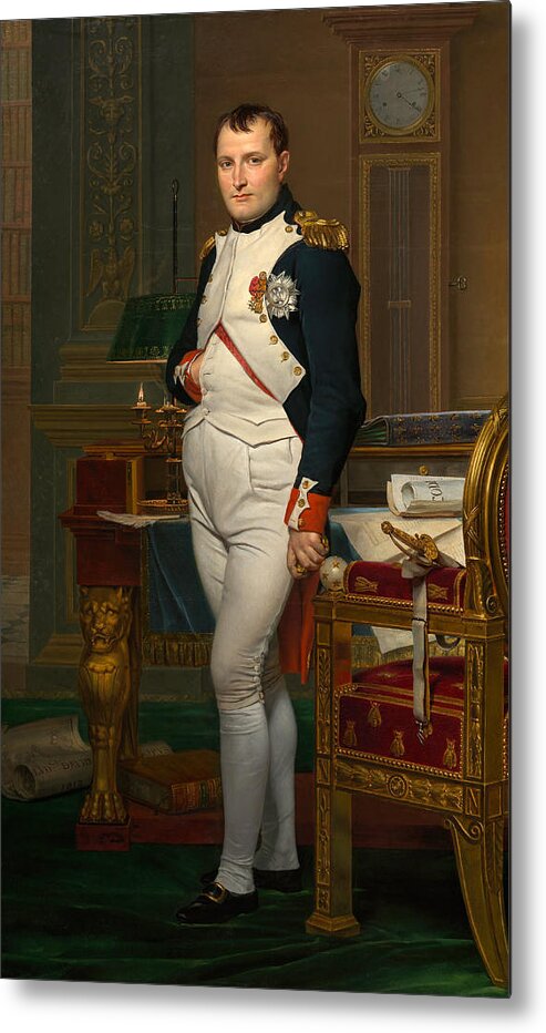 Napoleon Metal Print featuring the painting Emperor Napoleon in His Study at the Tuileries by War Is Hell Store