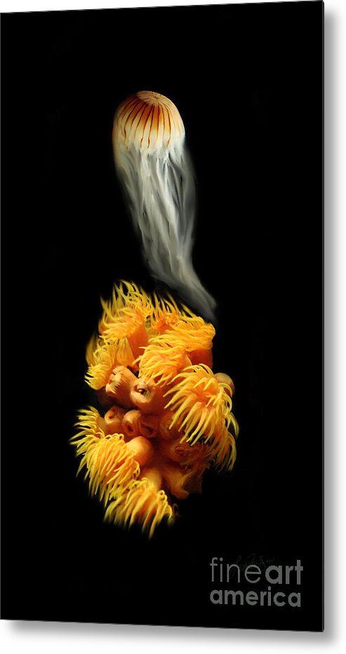 Animals Metal Print featuring the painting Orange Anemone by Lisa Redfern