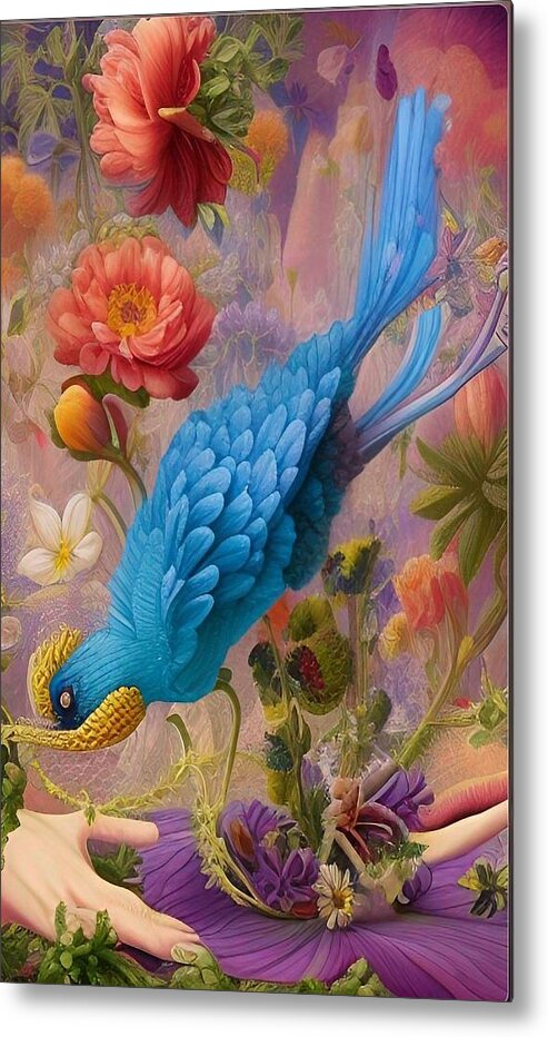 Bird Metal Print featuring the mixed media Beautiful Bird by Nancy Ayanna Wyatt