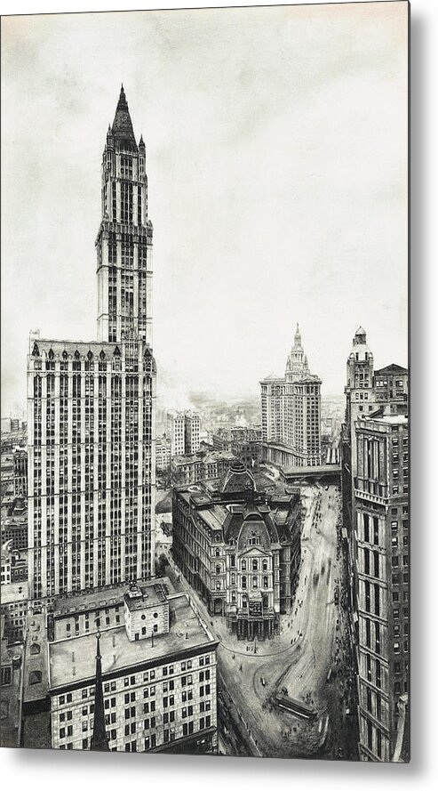 Woolworth Building Metal Print featuring the drawing Woolworth Building by Richard Barone