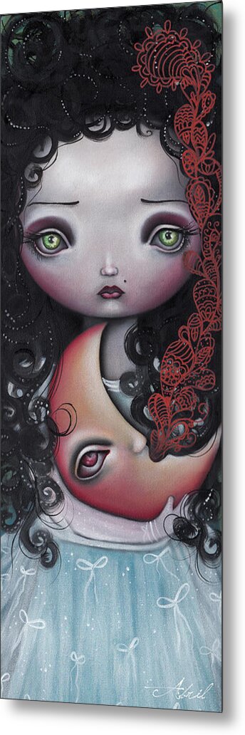 Fantasy Metal Print featuring the painting Moon Keeper by Abril Andrade