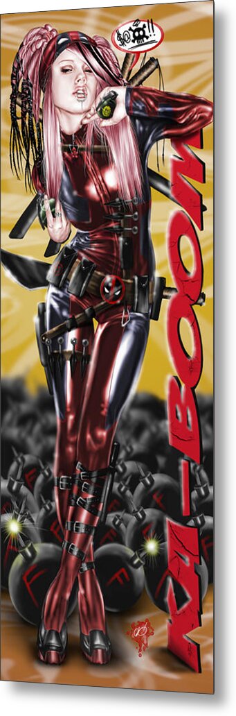 Pete Metal Print featuring the painting Lil Miss Deadpool by Pete Tapang