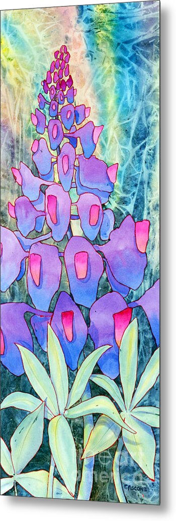 Lupine Solitaire Metal Print featuring the painting Lupine Solitaire by Teresa Ascone