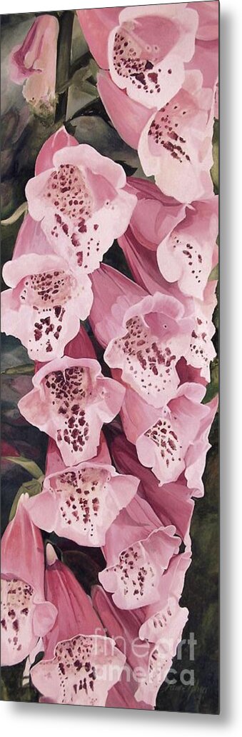 Garden Flower Metal Print featuring the painting Pink Foxglove by Laurie Rohner