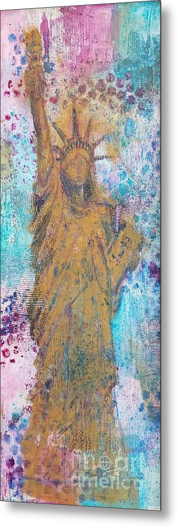 Graffiti Metal Print featuring the painting Statue of Liberty by Lisa Debaets