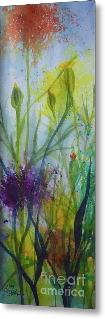 Barrieloustark Metal Print featuring the painting Flowing Flora I by Barrie Stark