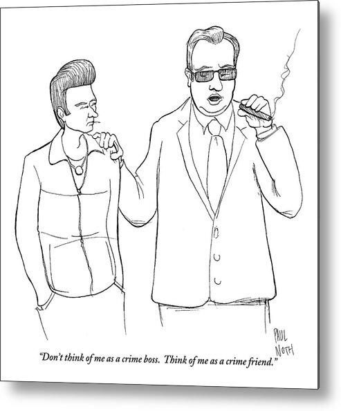 Crime Metal Print featuring the drawing A Man In A Suit Smoking A Cigar by Paul Noth