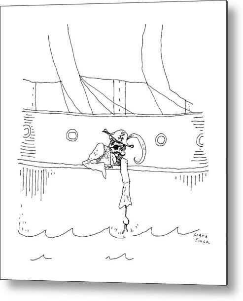 A Pirate With A Hook Hand With A Worm Metal Print by Liana Finck - Fine Art  America