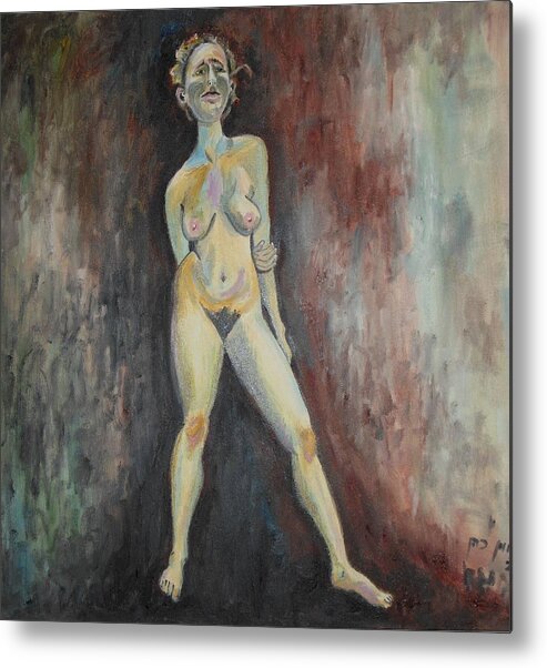 A Solitary Nude Metal Print featuring the painting A Solitary Nude by Esther Newman-Cohen