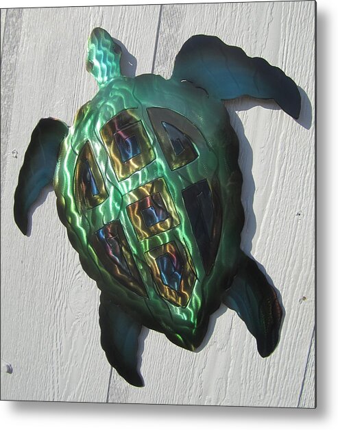 Abstract Green Sea Turtle metal sculpture Metal Print by Robert Blackwell -  Pixels
