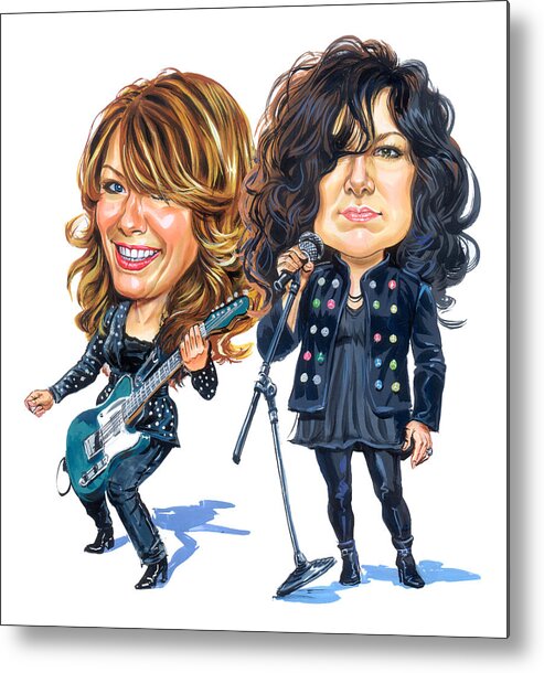 Heart Metal Print featuring the painting Ann and Nancy Wilson of Heart by Art 