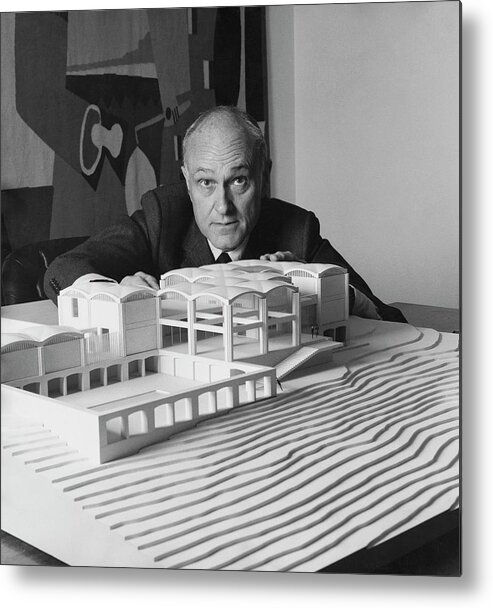Architecture Metal Print featuring the photograph Architect Philip Johnson With A Model by Horst P. Horst
