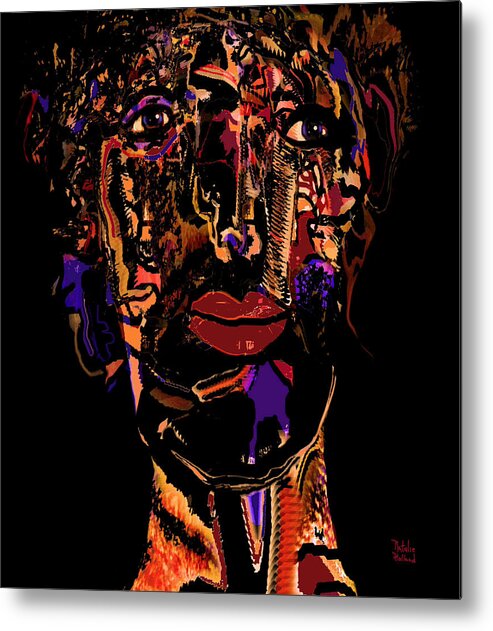 Face Metal Print featuring the mixed media Attitude by Natalie Holland