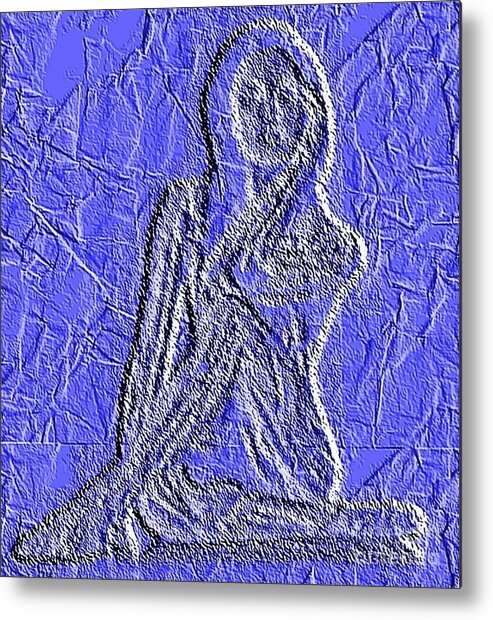 Blue Metal Print featuring the painting Blue Madonna by PainterArtist FIN