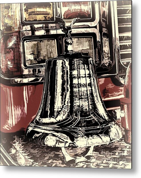 Classic Fire Engine Bell Metal Print featuring the photograph Classic Fire Engine Bell by Jim Lepard
