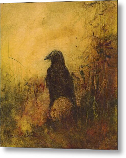 Crow Metal Print featuring the painting Crow 7 by David Ladmore