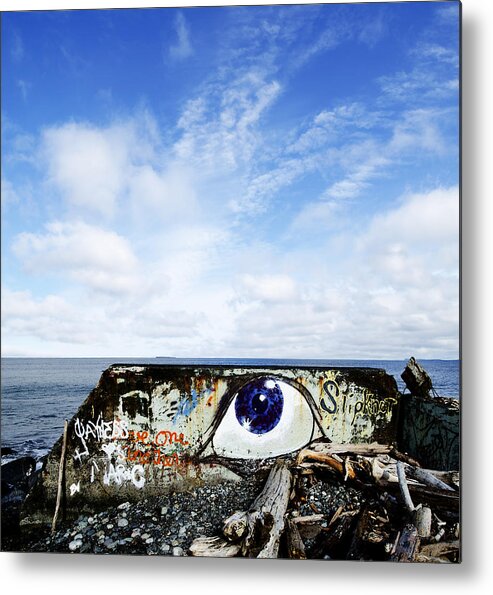 Graffiti Metal Print featuring the photograph Eye on the Strait by Bob VonDrachek