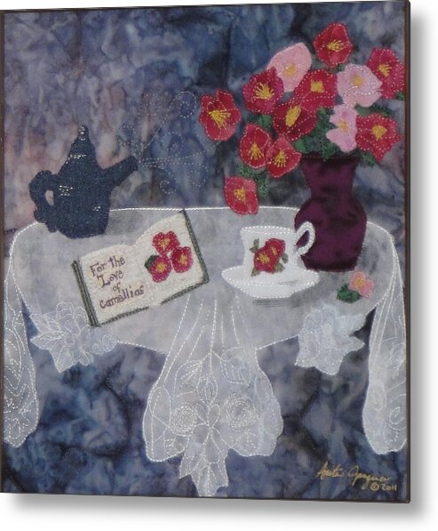 Camellias Metal Print featuring the painting For the Love of Camellias by Anita Jacques