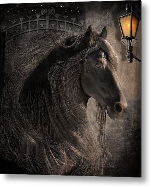 Friesian Horses Metal Print featuring the digital art Friesian Glow by Fran J Scott