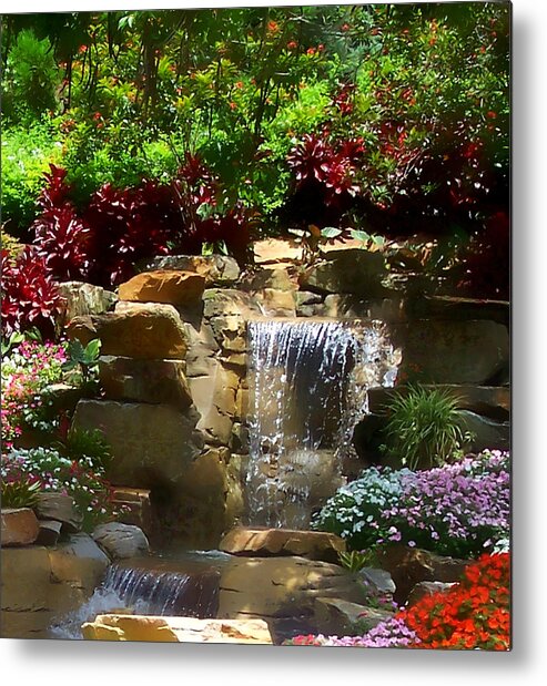 Garden Metal Print featuring the photograph Garden Waterfalls by Pharris Art