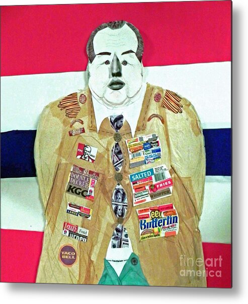 American Military Metal Print featuring the mixed media General Foods-a self-made man by Patricia Tierney
