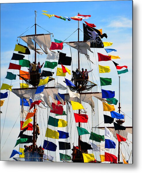 Gasparilla Pirate Festival Tampa Florida Metal Print featuring the photograph Pirates up high by David Lee Thompson