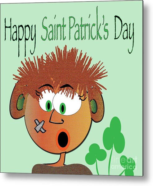 Drawing Metal Print featuring the digital art Happy St. Patrick's day by Iris Gelbart