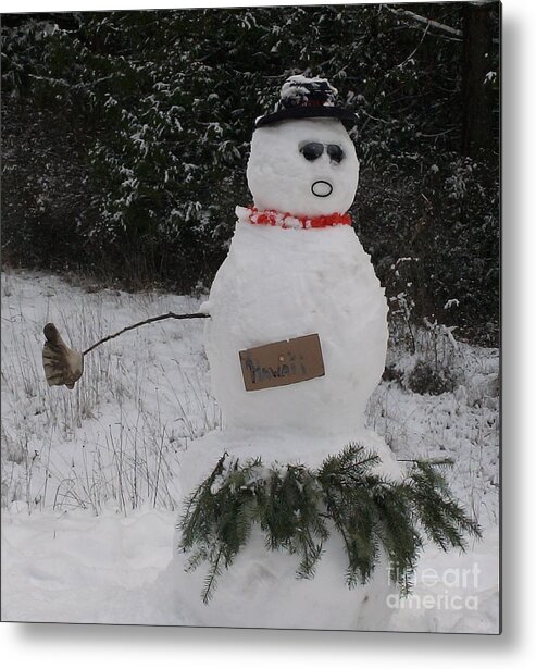 Snowman Metal Print featuring the photograph Hitch Hiker by Laura Wong-Rose