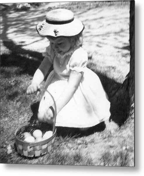 Vintage Metal Print featuring the photograph In Her Easter Bonnett 1963 by Margaret Harmon