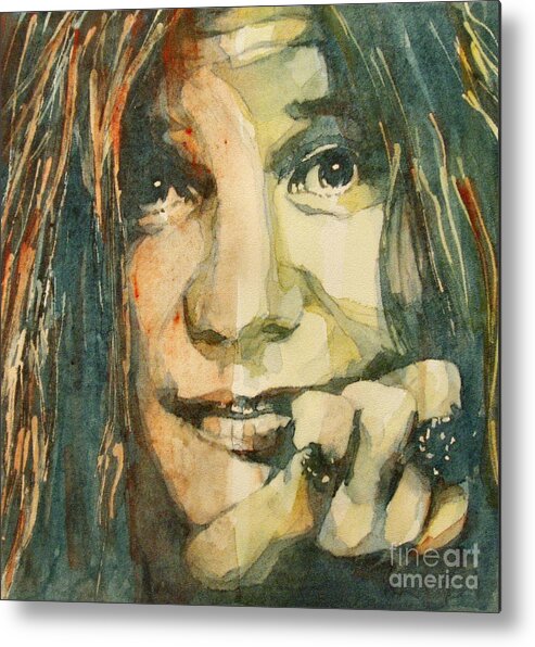 Janis Joplin Metal Print featuring the painting Mercedes Benz by Paul Lovering
