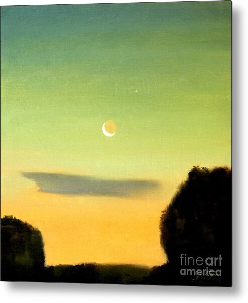 Moon Metal Print featuring the painting Moon and Venus by Art By Tolpo Collection