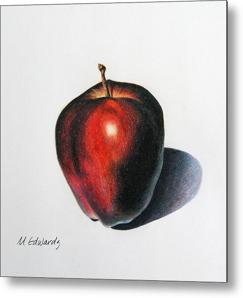 Apple Metal Print featuring the drawing Red Delicious Apple by Marna Edwards Flavell