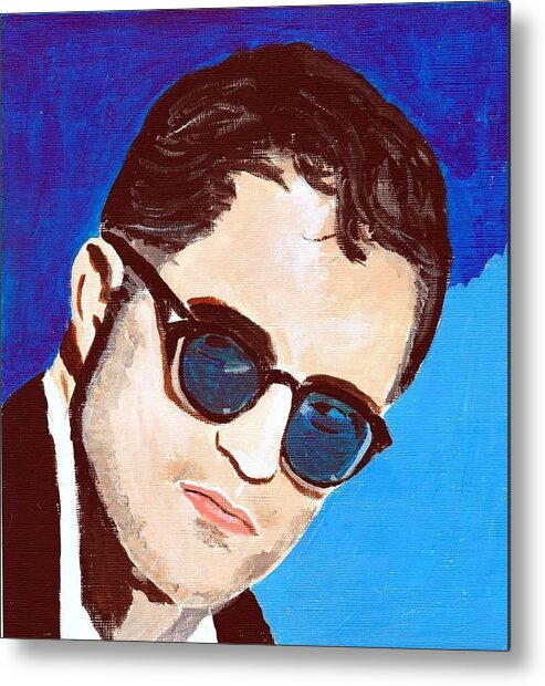 Robert Pattinson Famous Faces Film Actor Movies Star People Painting Acrylic Metal Print featuring the painting Robert Pattinson 123a by Audrey Pollitt